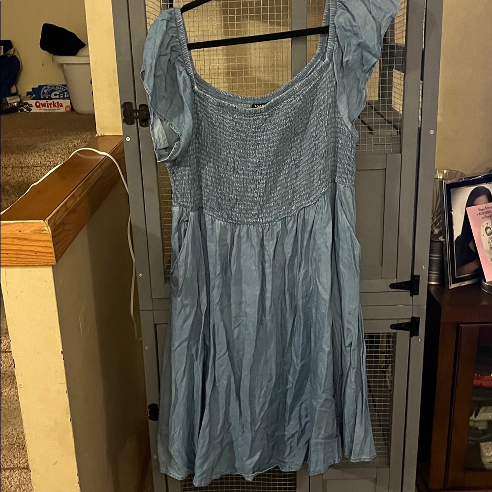 Torrid Denim Blue Smocked Blouse
